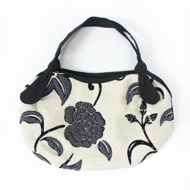 floral boho hippie satchel bag with embroidery beaded handmade details -  Antares Furnishings