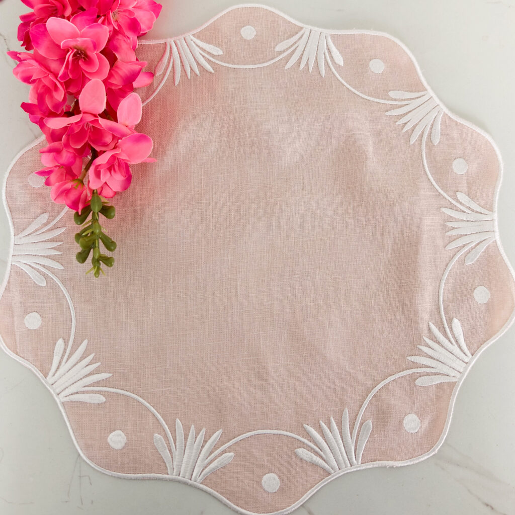 Wholesale 100% Linen Flax round Placemat Napkins High Quality Handmade Embroidery Multipurpose Use