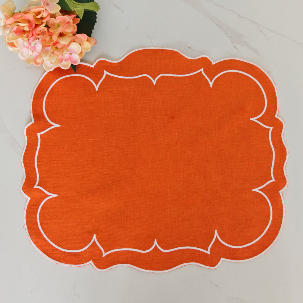 100% Linen Flax Luxury Style Placemat Napkins Handmade Embroidered High Quality Reusable Cloth for Home Use Upscale Weddings
