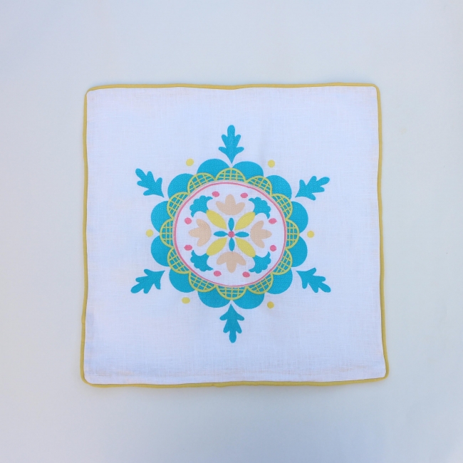 Beautiful embroidered linen decorative pillow or cushion cover