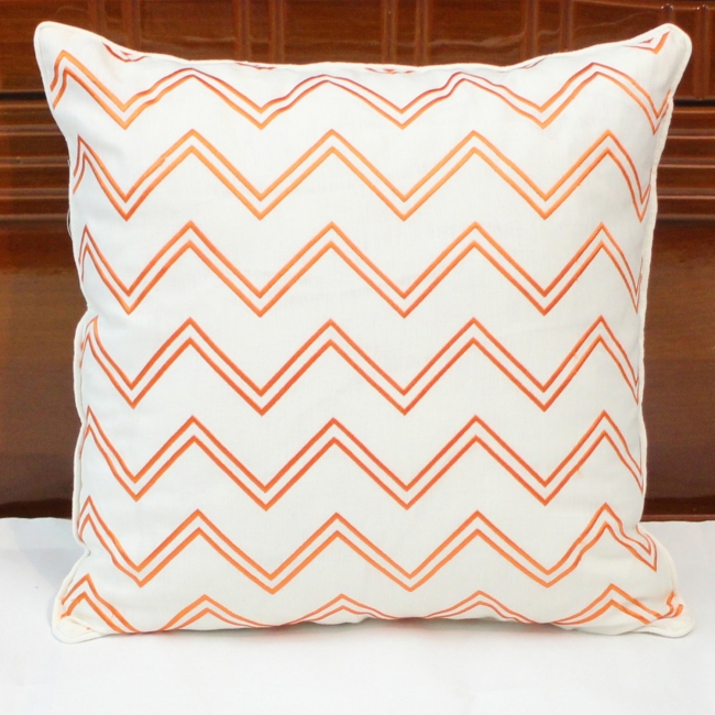 Chevron embroidered linen decorative