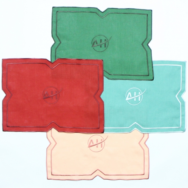 Custom logo embroidered edge placemat or napkin