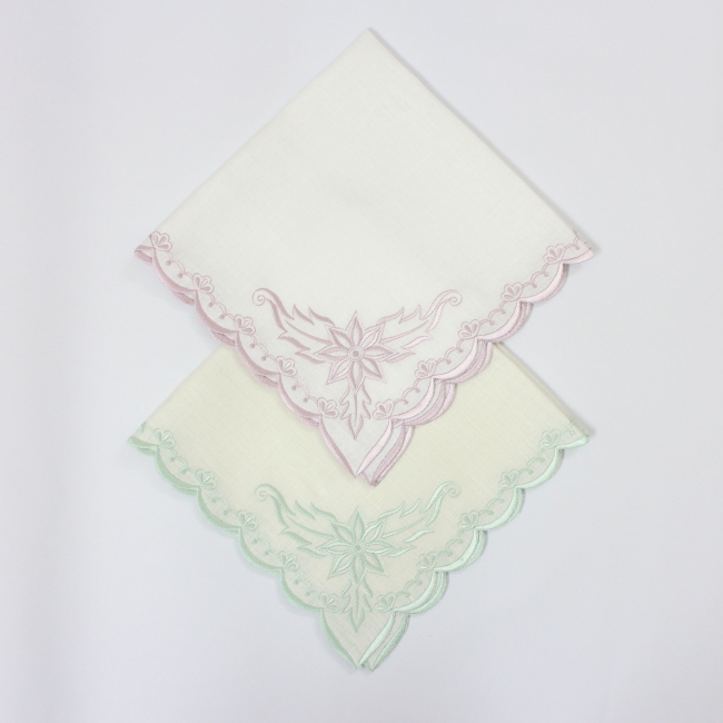 Embroidered border linen napkin