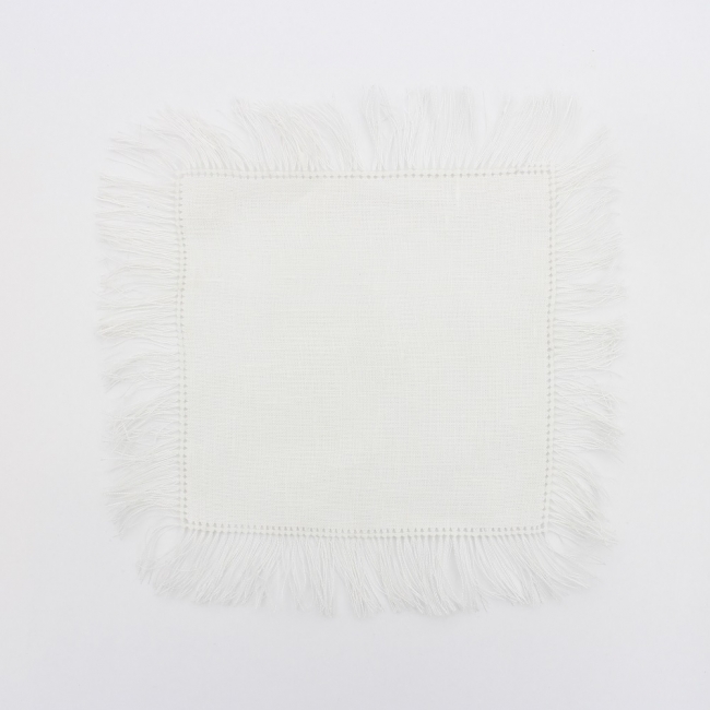 Fringed linen cocktail napkins