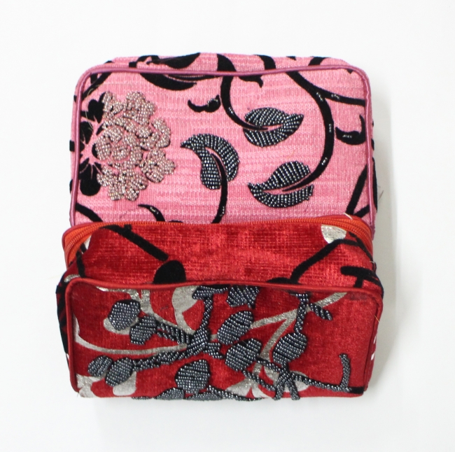 Hand beaded cosmetic bag