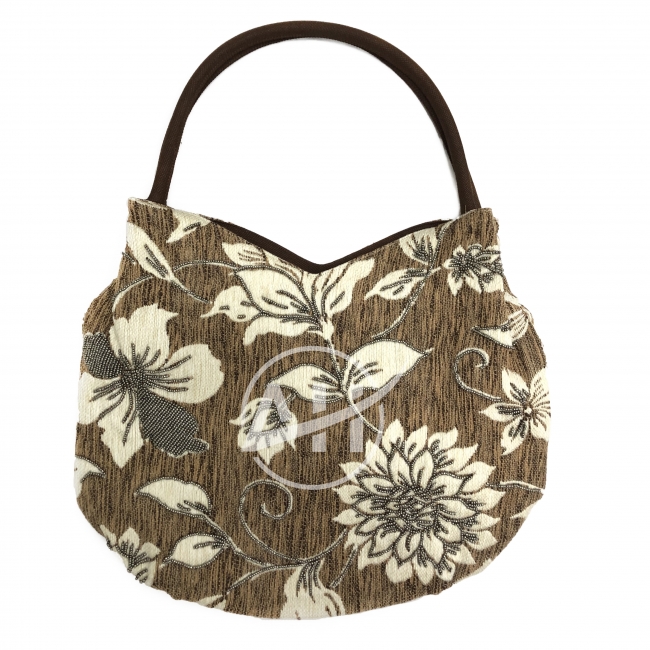 Metallic Green Beaded Floral Vietnam Handmade Handbag