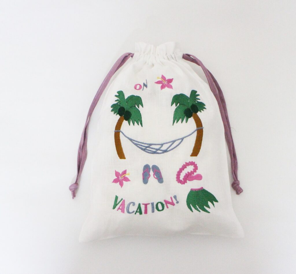 On vacation linen lingerie bag