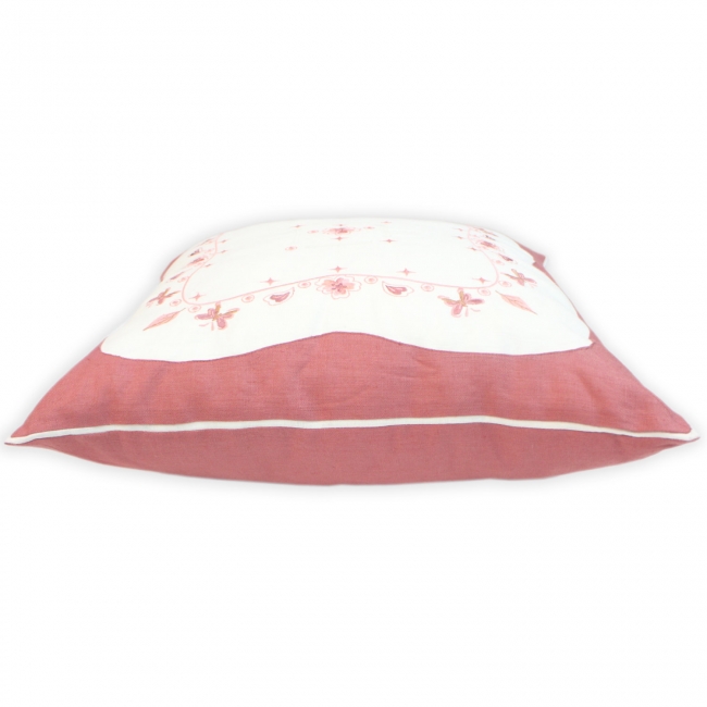Spring flowers and butterflies cushion cover with hand applique and hemstitch
