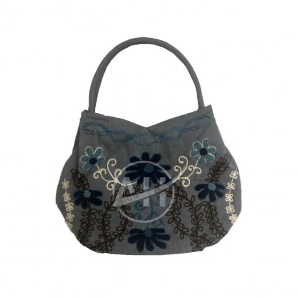 Vietnam Chenille Embroidery Bag With Flowers Designs On Suede Fabric