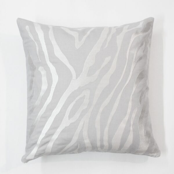 White tiger stripes embroidered linen decorative pillow cover