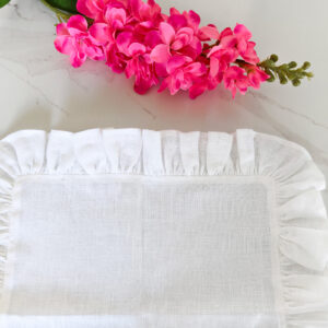 White Linen Ruffle Placemat – Timeless Elegance for Your Table