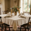 Natural Linen-Look Square Tablecloth - Textured Soft Beige Table Protector