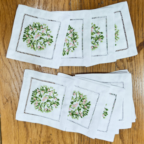 Custom Machine-Embroidered Cotton Cocktail Napkins for B2B & Hospitality