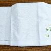 Bulk White Cotton Hemstitch Dinner Napkins with Floral Embroidery