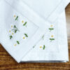 Bulk White Cotton Hemstitch Dinner Napkins with Floral Embroidery