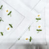 Bulk White Cotton Hemstitch Dinner Napkins with Floral Embroidery