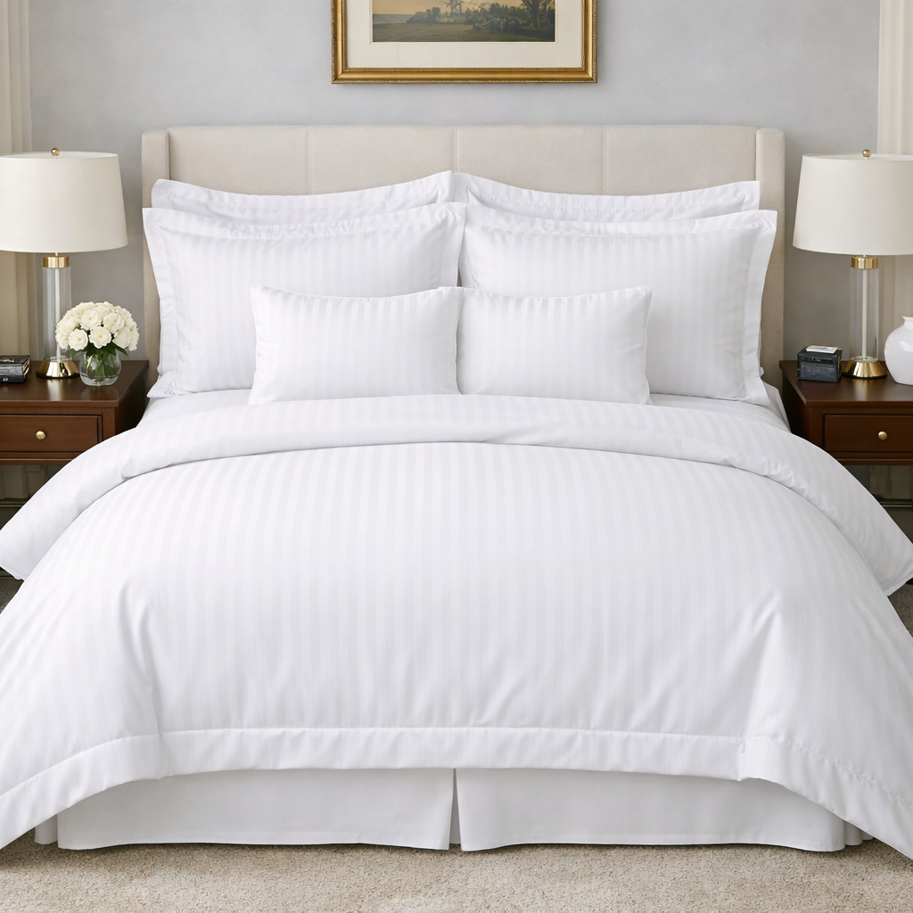 White Bedding Set with Four Pillows – Minimalist Luxury