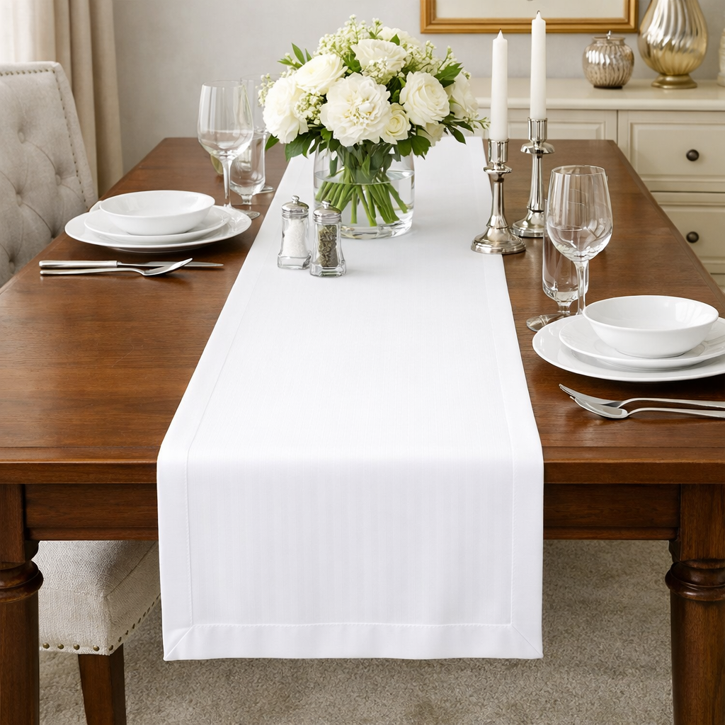 White Cotton Table Runner – Classic Elegance for Every Occasion