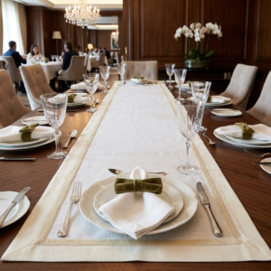 Classical White Linen Table Runner Set
