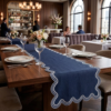 Gemini_Generated_Image_lown06lown06lown Navy Blue Linen Table Runner, Elegant Scalloped Edge Table Decor, Embroidered Wavy Trim Runner for Fine Dining, Luxury Wedding & Banquet Setting
